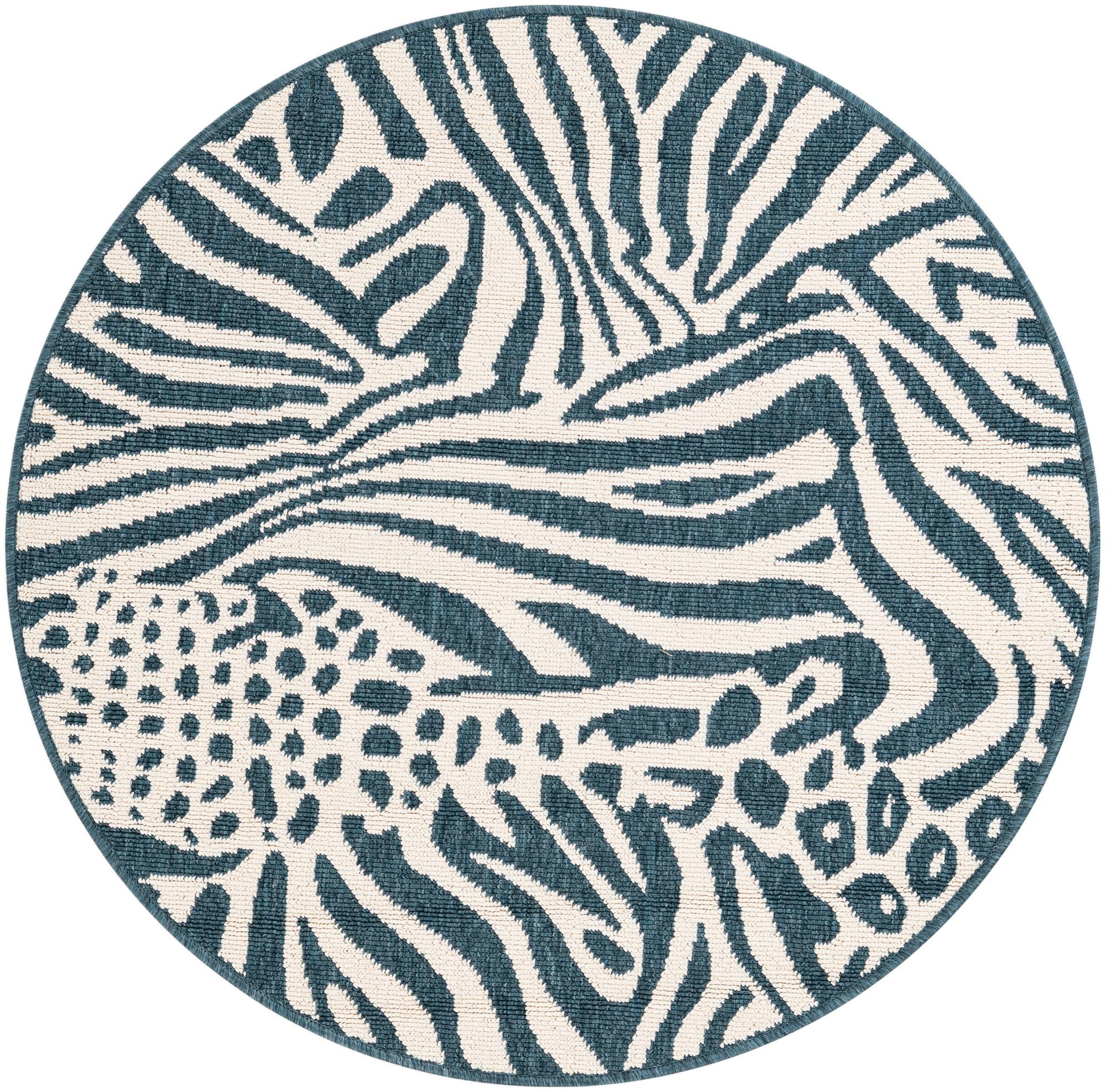 3' x 3' Easy-Clean Safari Indoor / Outdoor Round Rug