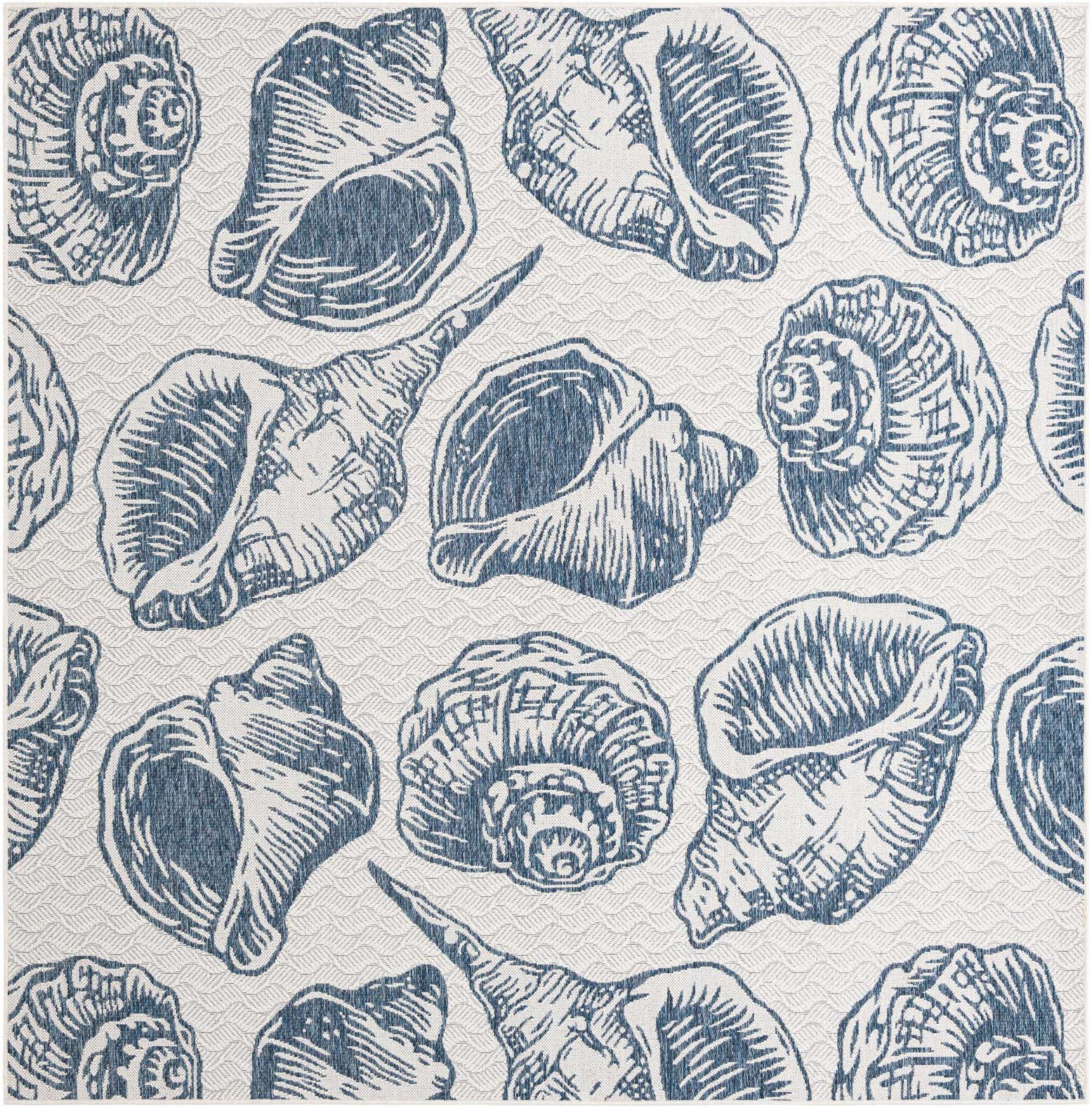 7' 10 x 7' 10 Easy-Clean Coastal Indoor / Outdoor Square Rug