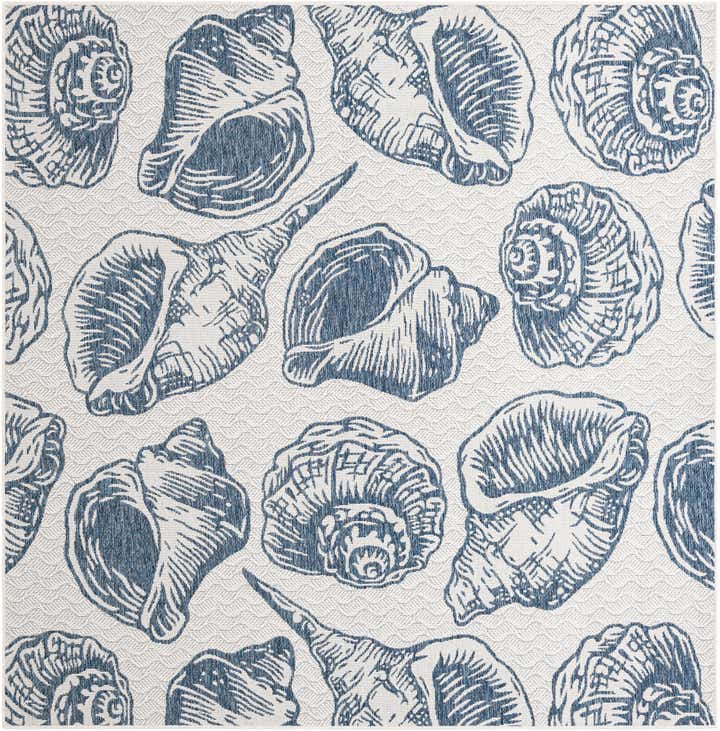 7' 10 x 7' 10 Easy-Clean Coastal Indoor / Outdoor Square Rug