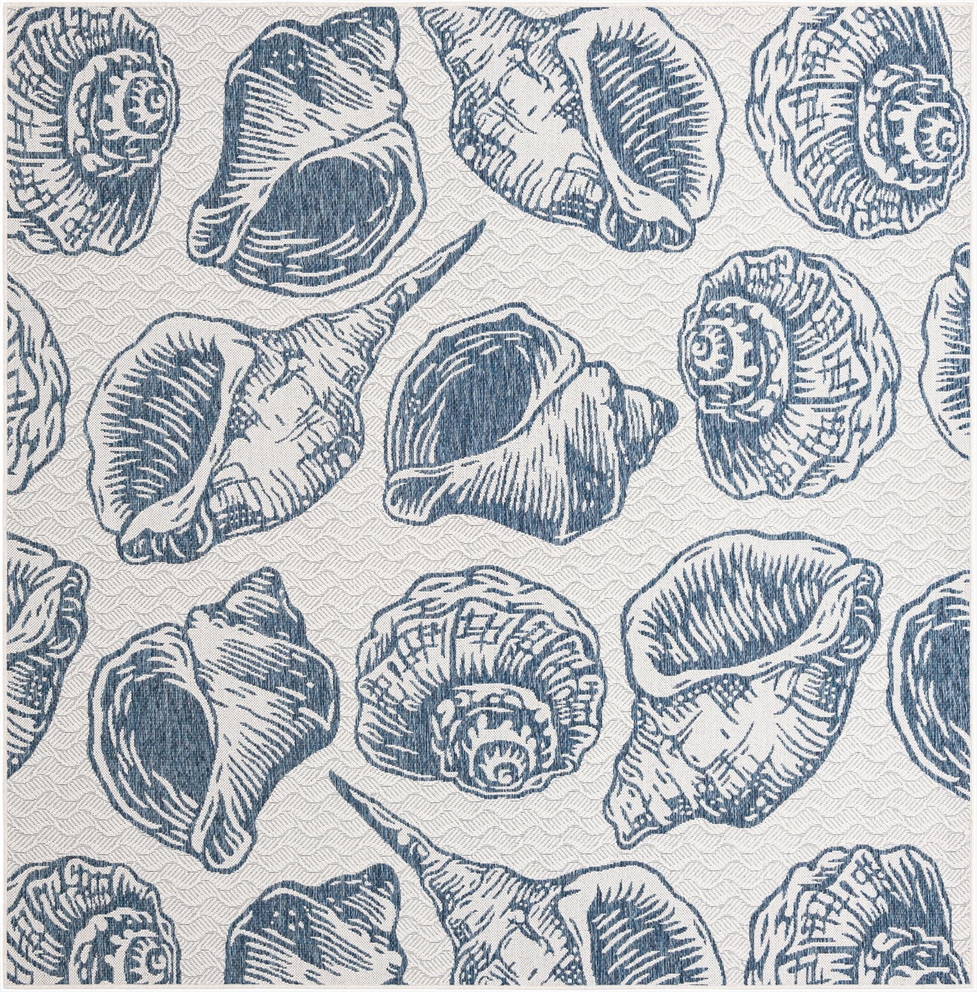 7' 10 x 7' 10  Washable Coastal Indoor / Outdoor Square Rug