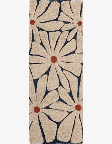 Ivory and Navy Handtufted Wool Runner Rug