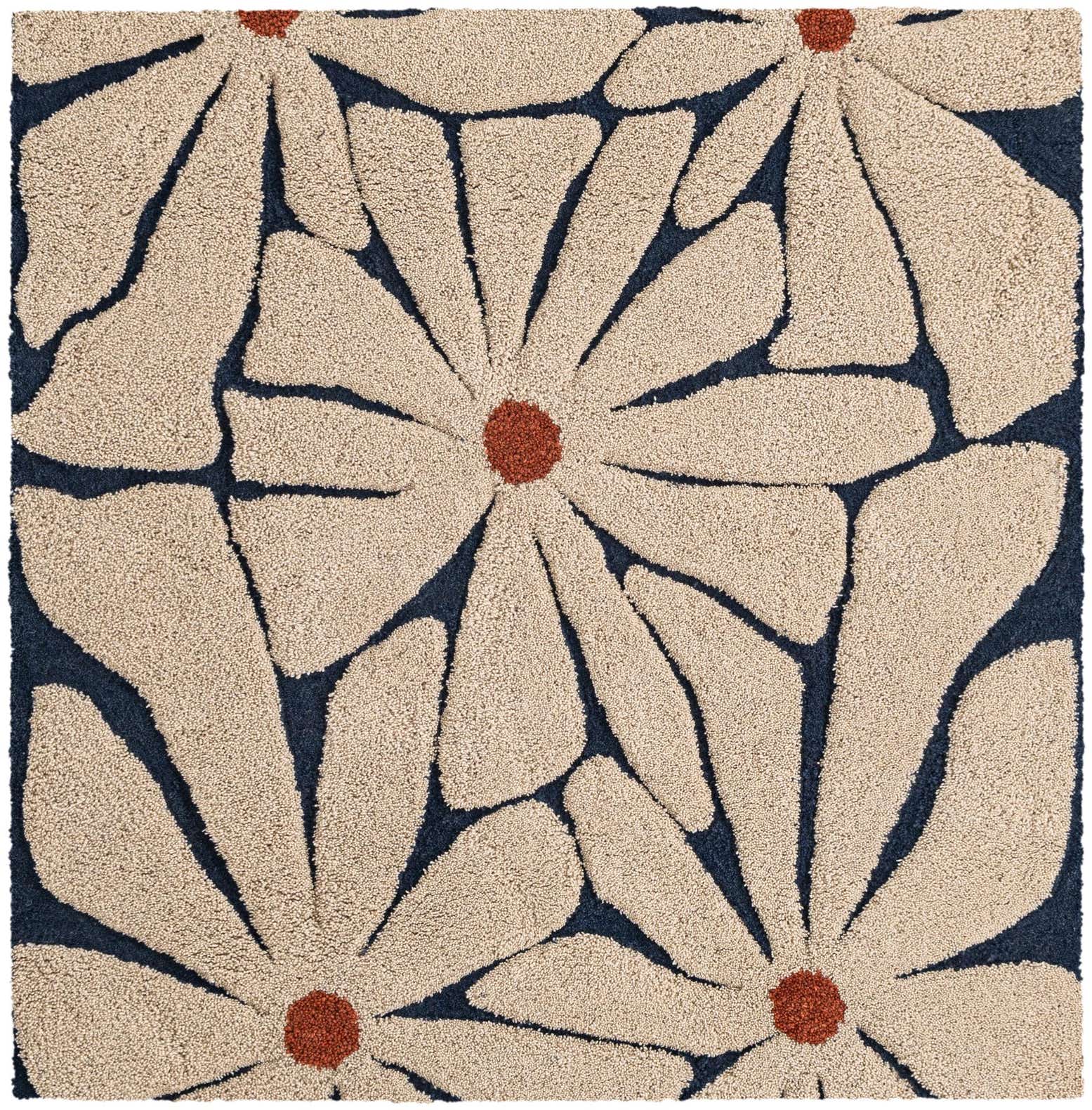 4' 1 x 4' 1 Handtufted Wool Square Rug