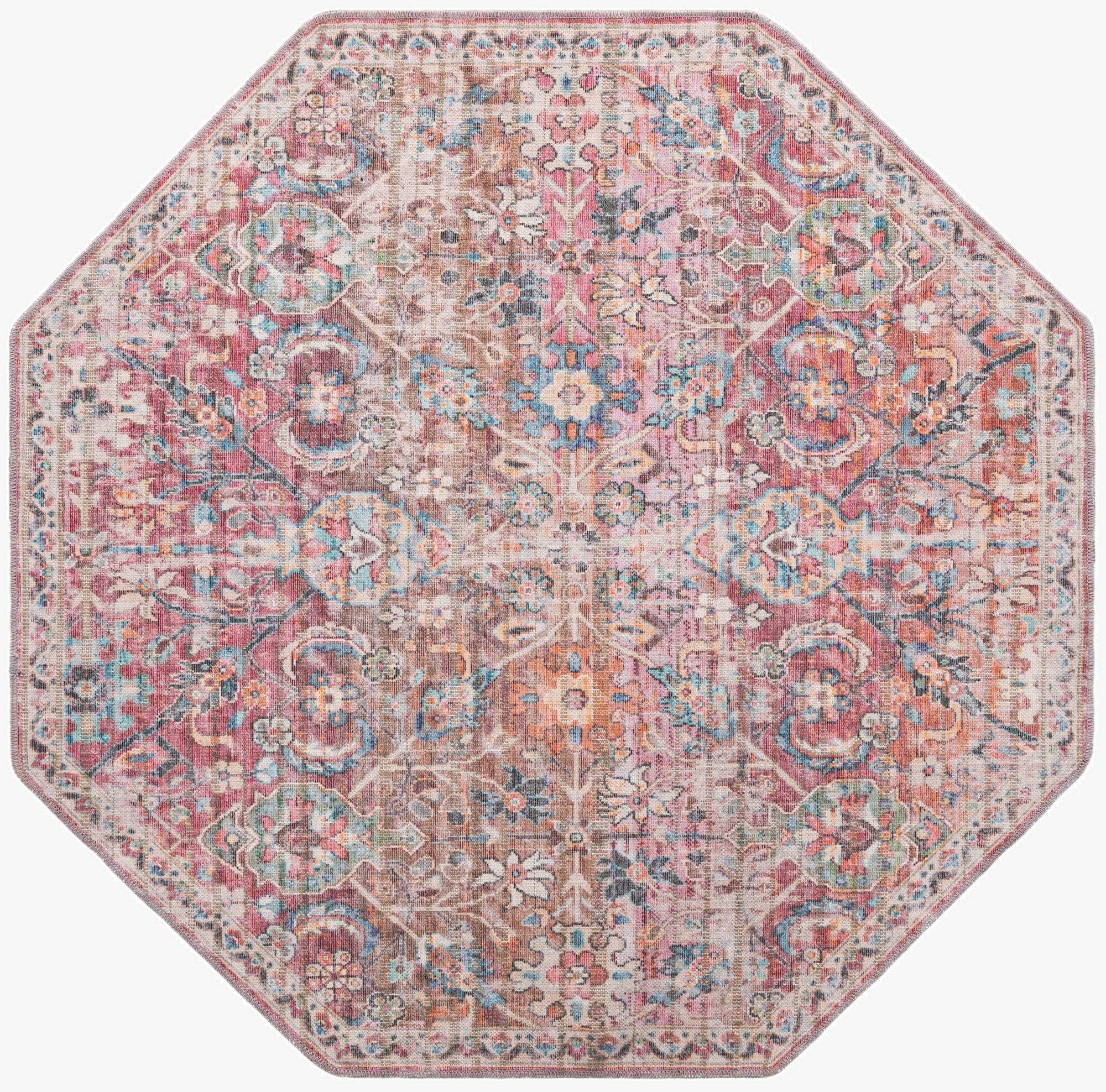 5' 3 x 5' 3 Washable Nostalgia Octagon Rug