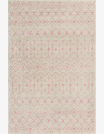 Ivory and Pink Moroccan Trellis Rug