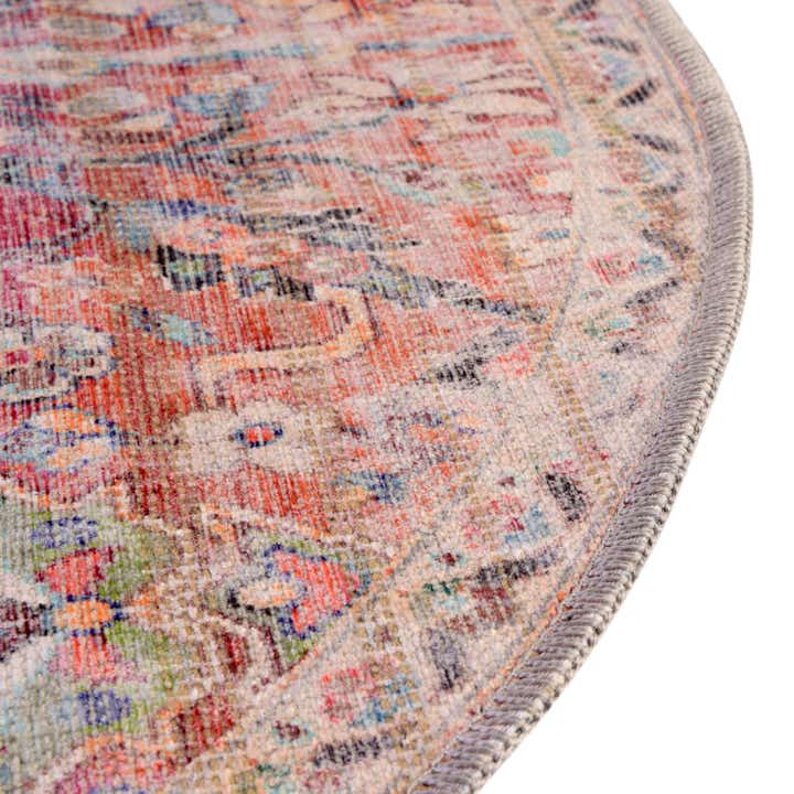 3' 3 x 3' 3 Washable Nostalgia Round Rug