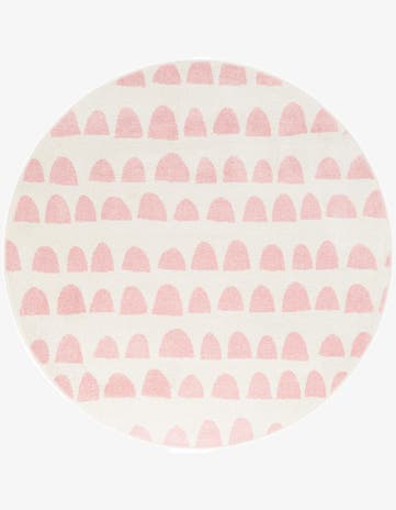 Ivory and Pink Whimsy Kids Round Rug