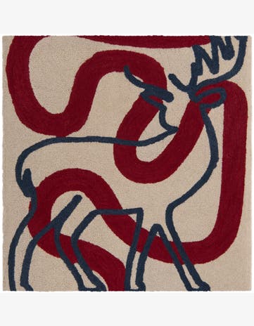 5' 1 x 5' 1 Handtufted Wool Square Rug