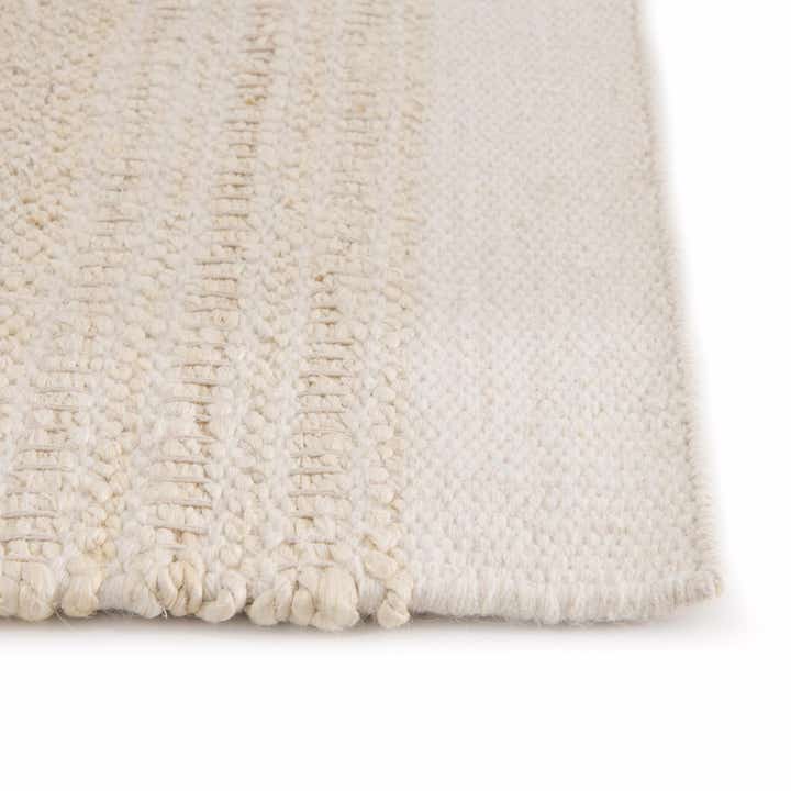 Custom Ivory and White Hand Woven Lariat Rug