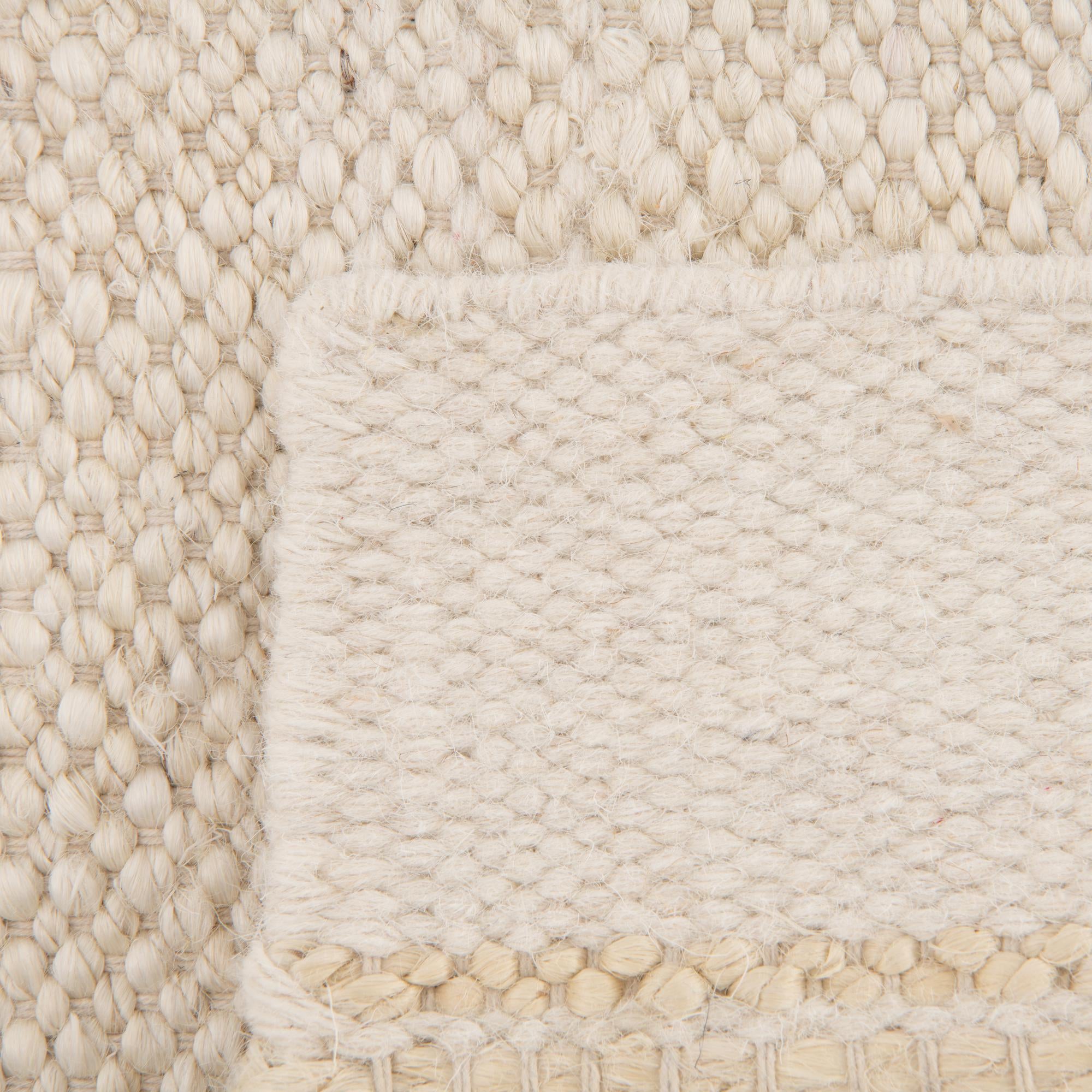 Custom Ivory and White  Hand Woven Lariat Rug