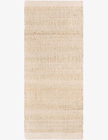 Ivory and White Hand Woven Lariat Runner Rug