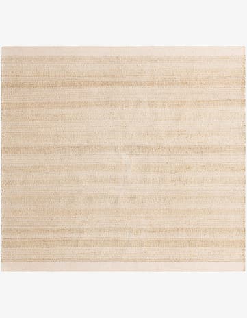 Ivory and White Hand Woven Lariat Square Rug