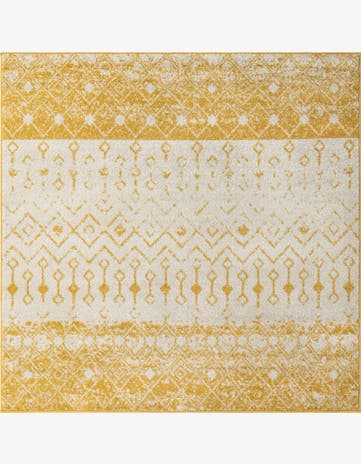 Ivory and Yellow Moroccan Trellis Square Rug
