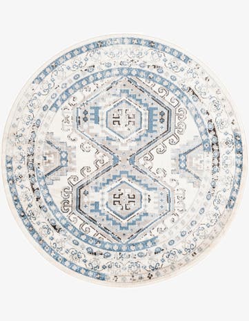 Ivory Aqua Charlotte Round Rug