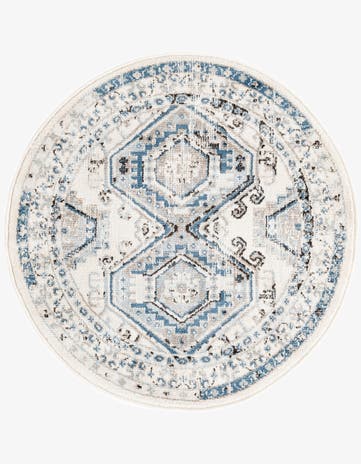 Ivory Aqua Charlotte Round Rug