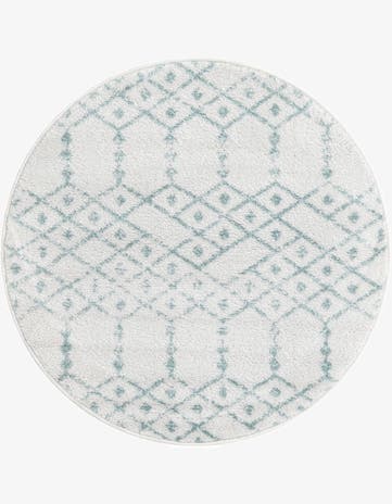 Ivory Aqua Paxon Trellis Round Rug