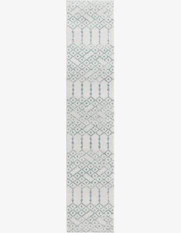 Ivory Aqua Paxon Trellis Runner Rug