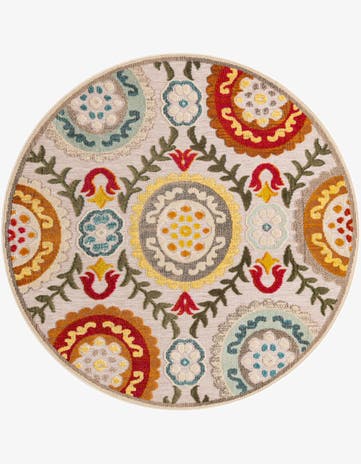 6' x 6' Easy-Clean Casablanca Indoor / Outdoor Round Rug