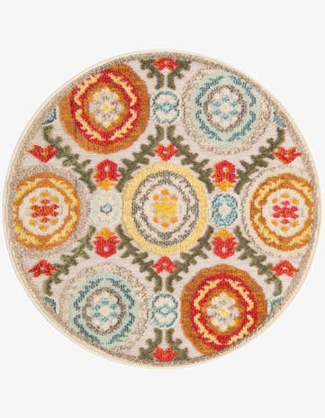 3' x 3' Easy-Clean Casablanca Indoor / Outdoor Round Rug