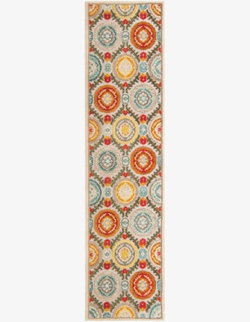 Ivory Beige Easy-Clean Casablanca Indoor / Outdoor Runner Rug