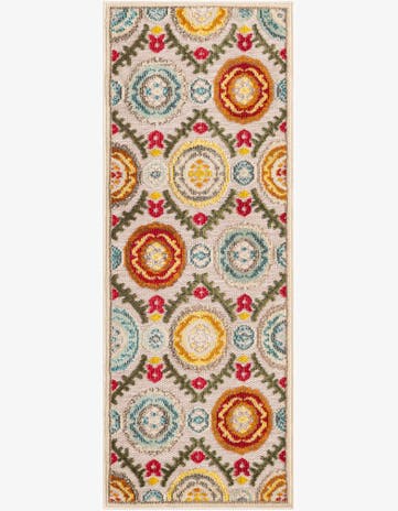 Ivory Beige Easy-Clean Casablanca Indoor / Outdoor Runner Rug
