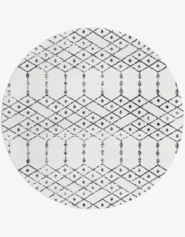 Ivory Black Paxon Trellis Round Rug