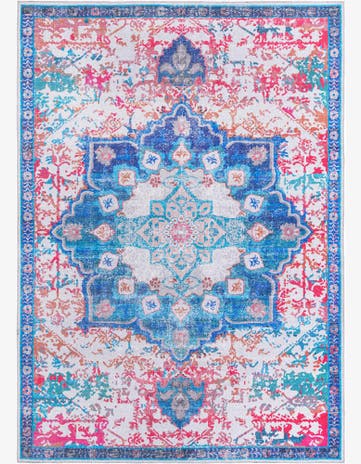 Ivory Blue Washable Francesca Rug