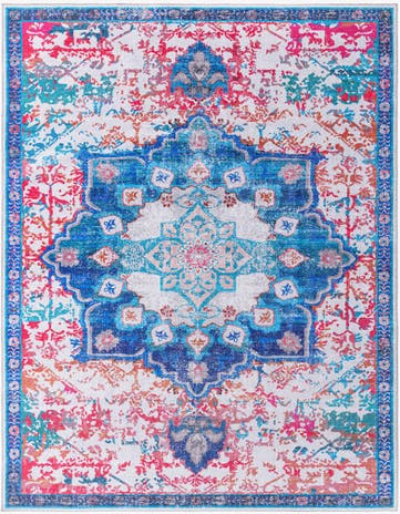 Ivory Blue Washable Francesca Rug