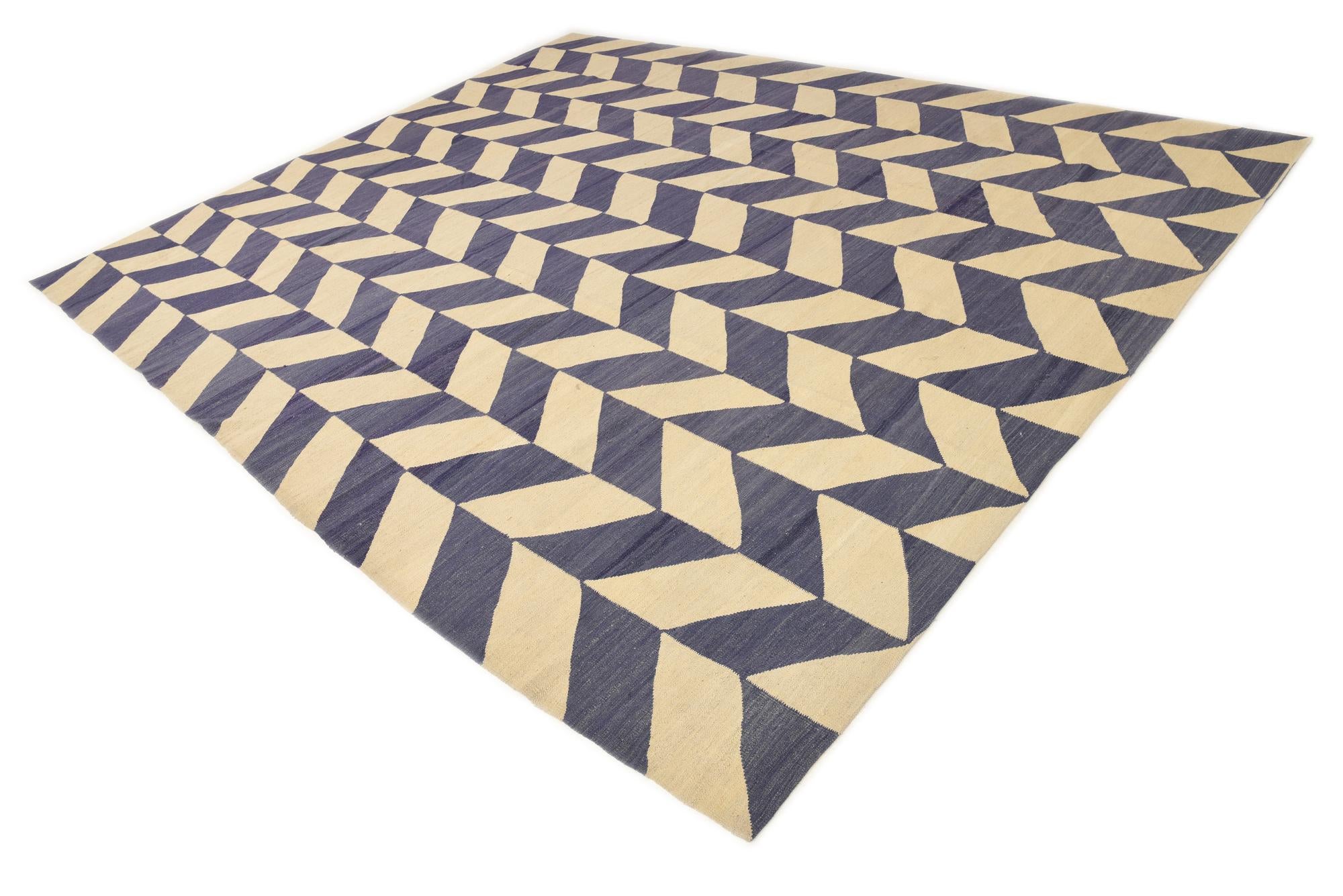 10' 5 x 13' Hand Woven Kilim Modern Wool Rug