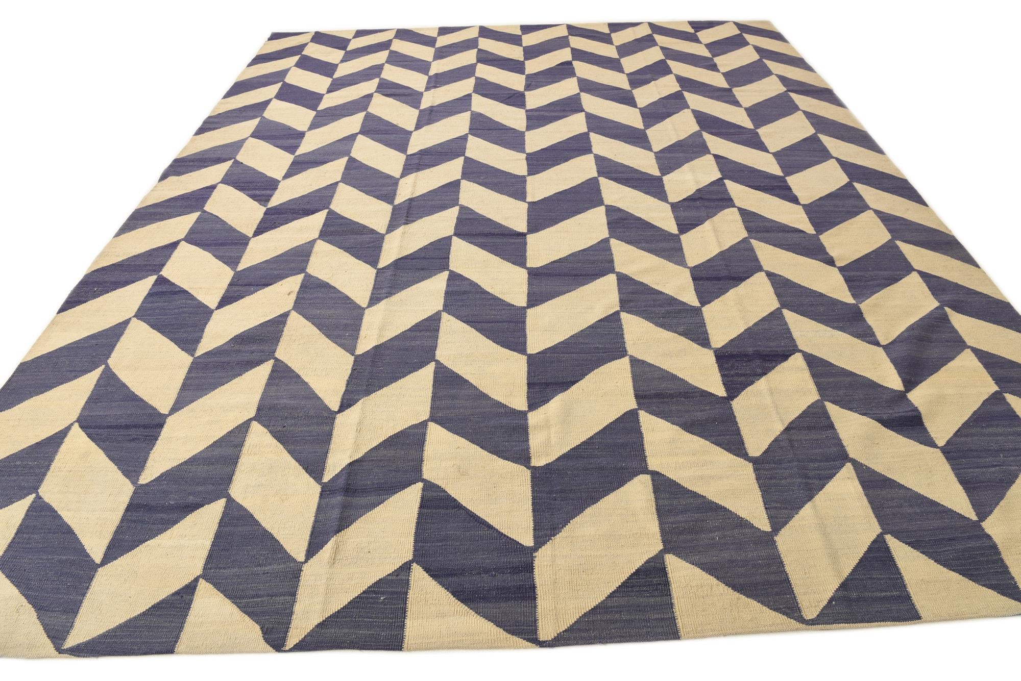10' 5 x 13' Hand Woven Kilim Modern Wool Rug