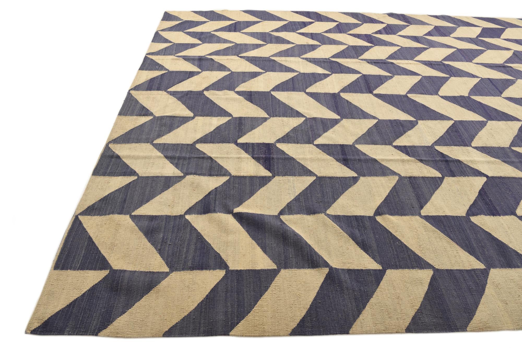 10' 5 x 13' Hand Woven Kilim Modern Wool Rug