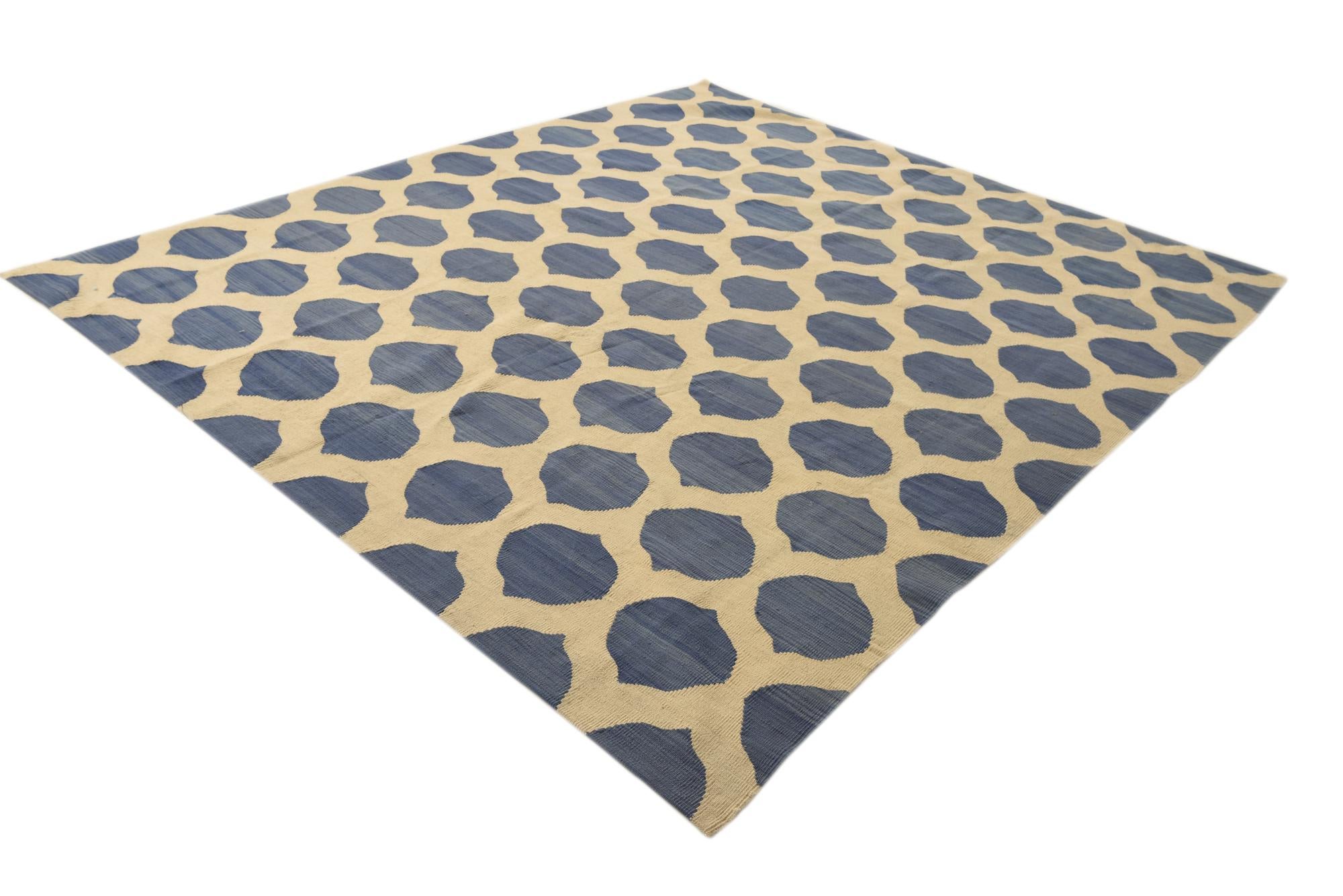 8' 5 x 9' 9 Hand Woven Kilim Modern Wool Rug