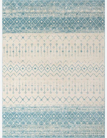 Ivory Blue Moroccan Trellis Rug