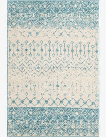 Ivory Blue Moroccan Trellis Rug