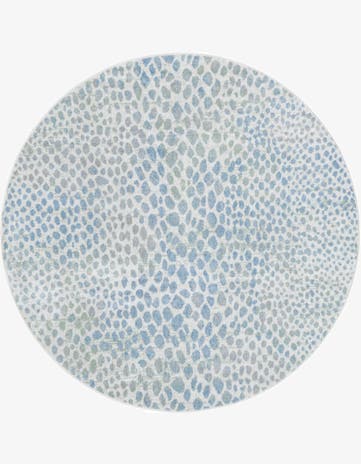 Ivory Blue Kamala Washable Round Rug