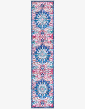 Ivory Blue Washable Francesca Runner Rug
