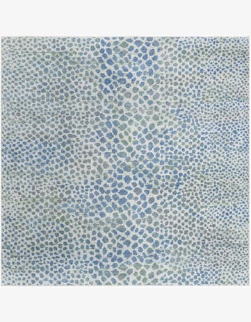 Ivory Blue Kamala Washable Square Rug