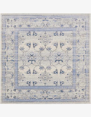 Ivory Blue Miranda Square Rug