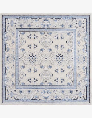 Ivory Blue Miranda Square Rug
