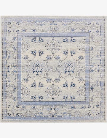 Ivory Blue Vista Square Rug