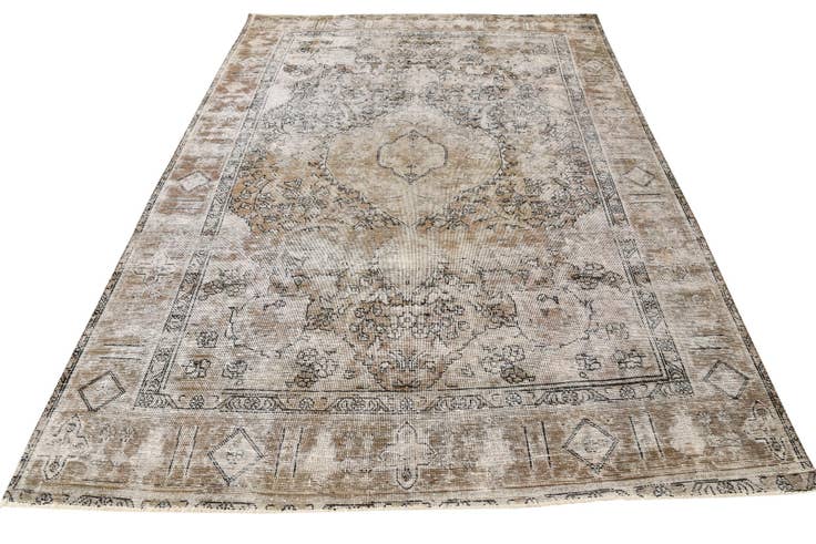 Detail image of 6' 4 x 9' 4 Hand Knotted Ultra Vintage Persian Wool Rug