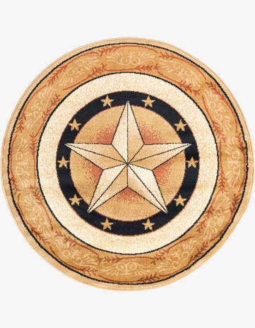 Ivory Brown Pioneer Round Rug