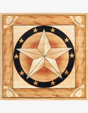 Ivory Brown Pioneer Square Rug