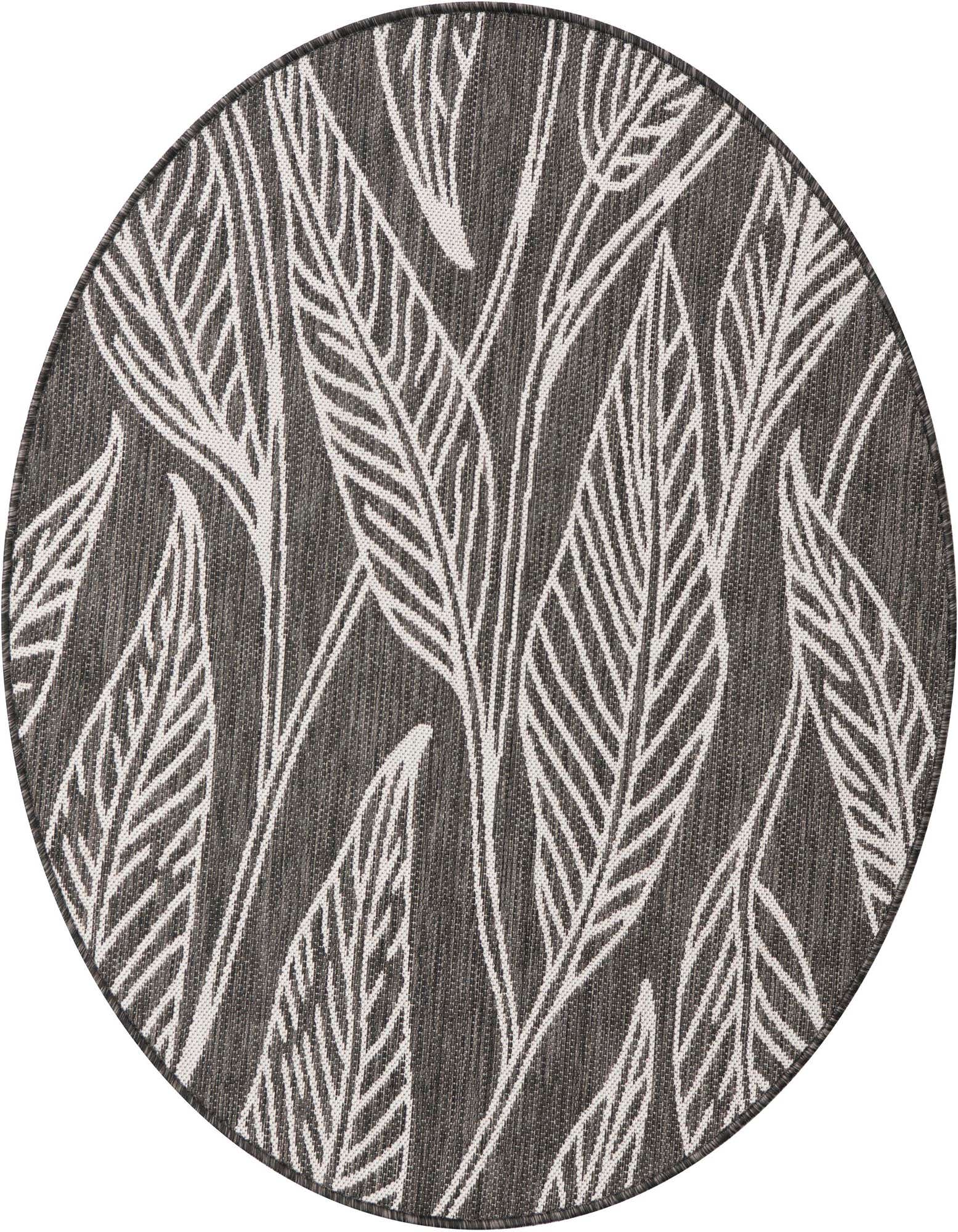 4' x 4' Easy-Clean Botanical Indoor / Outdoor Round Rug