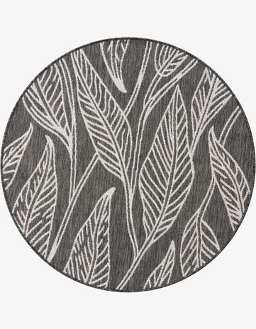 4' x 4' Easy-Clean Botanical Indoor / Outdoor Round Rug