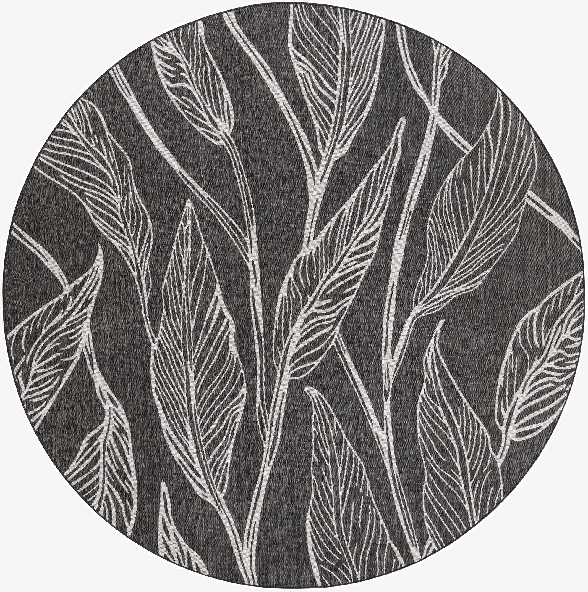 10' 8 x 10' 8  Washable Botanical Indoor / Outdoor Round Rug