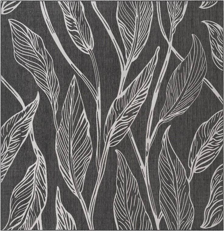 Detail image of 13' x 13' Easy-Clean Botanical Indoor / Outdoor Square Rug