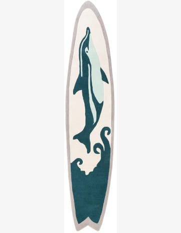 2' x 8' 10 SurfBoard Wool Freeform Rug