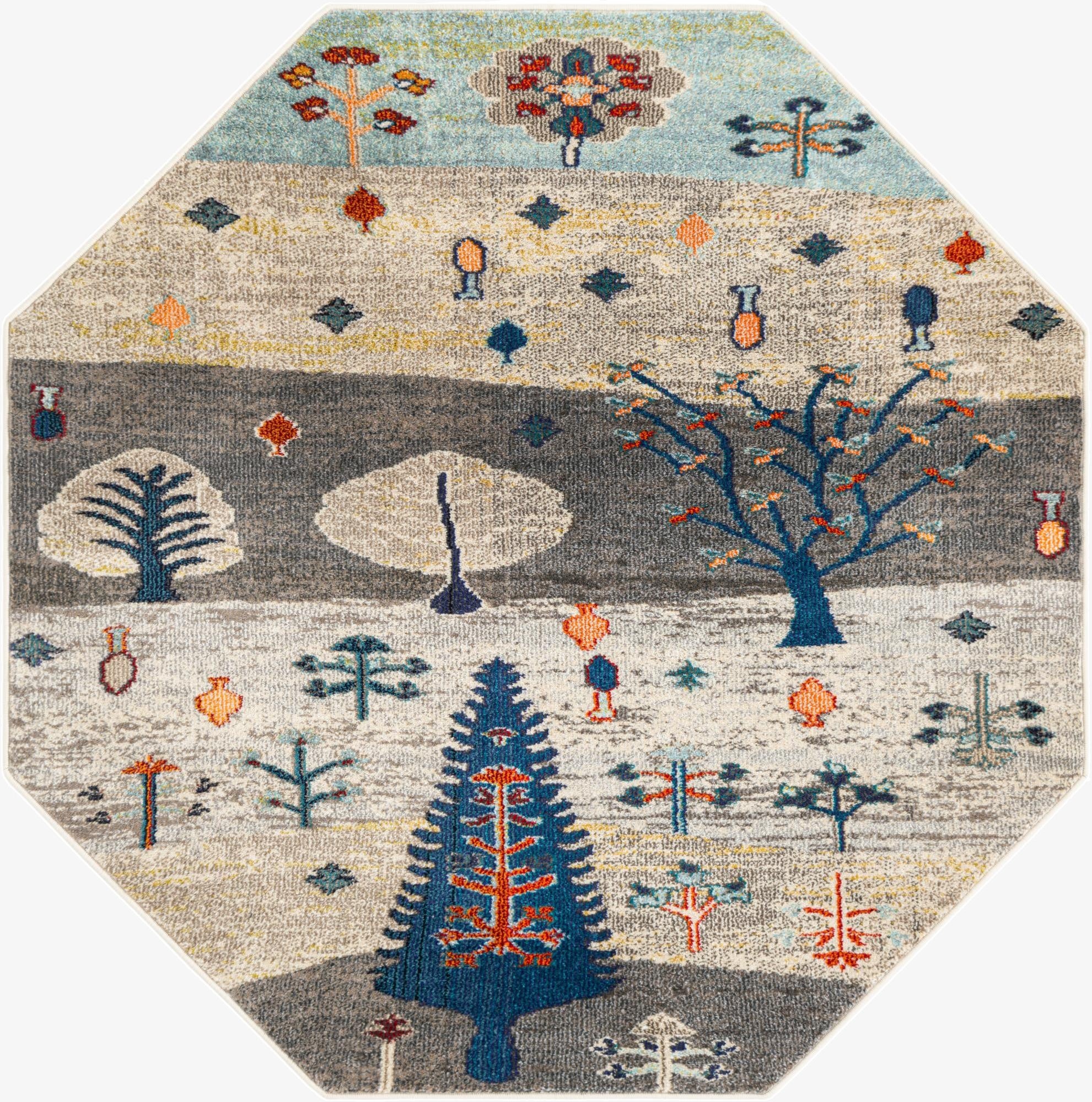 5' 3 x 5' 3  Washable Vivid Octagon Rug