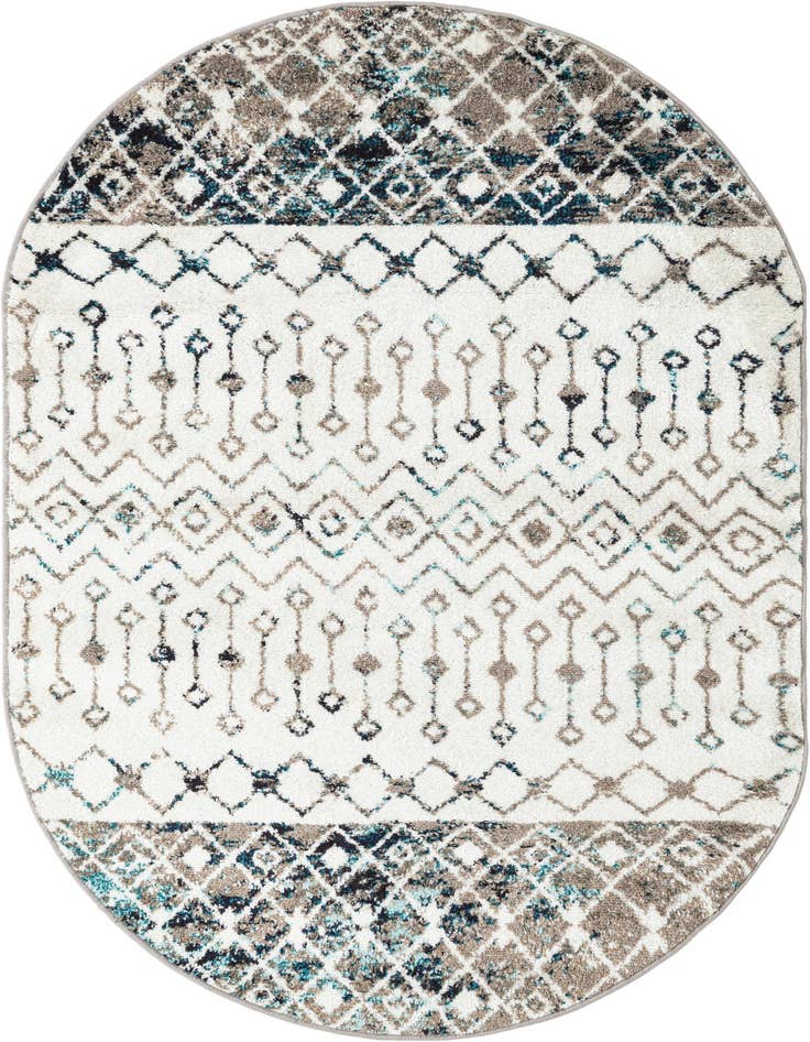 Detail image of 4' x 6' Moroccan Trellis Oval Rug