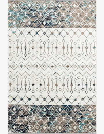 Ivory Gray Blue Moroccan Trellis Rug